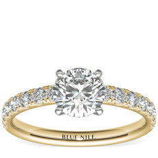 18k 黃金扇貝形密釘鑽石訂婚戒指（3/8 克拉總重量）